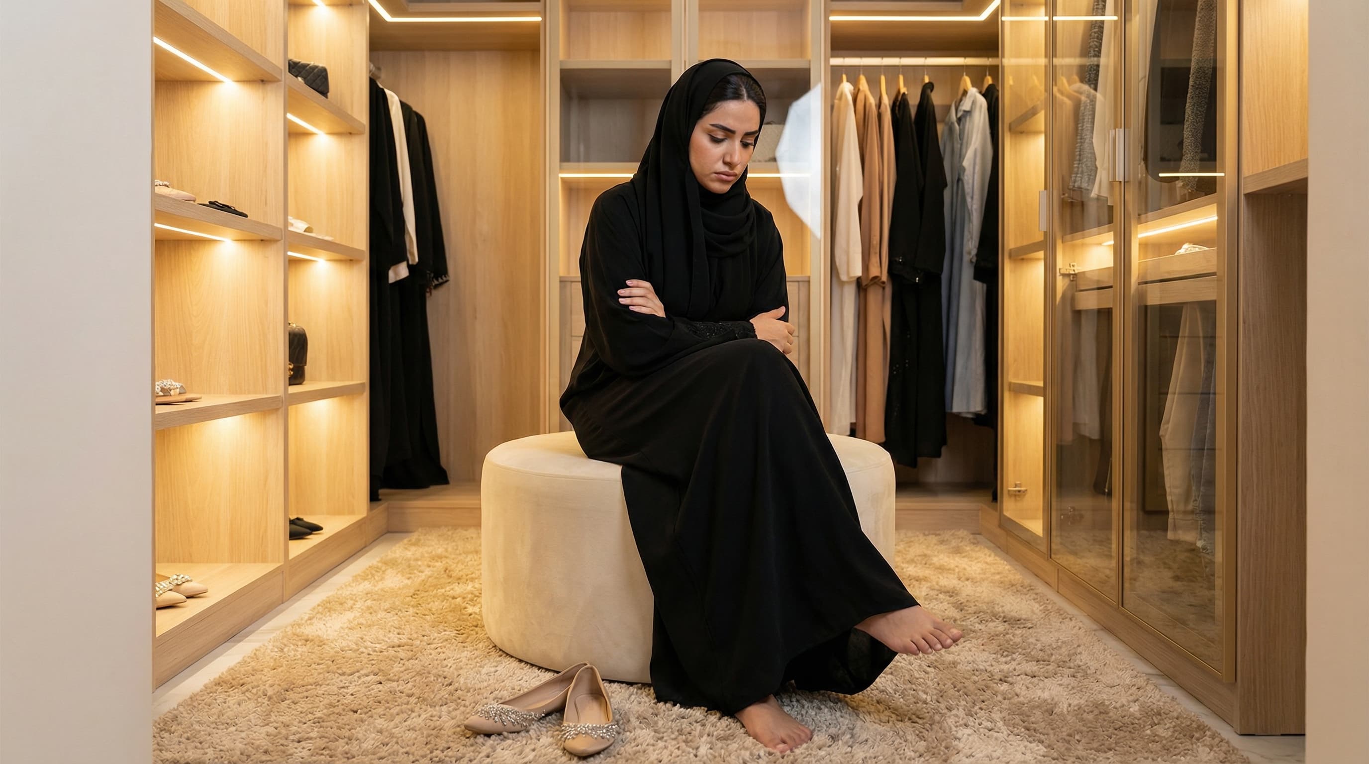 nigerian woman in pain in her closet